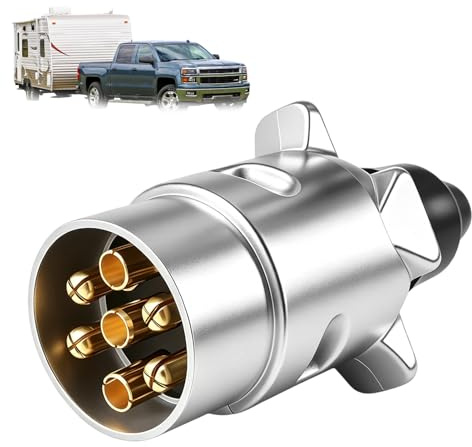 Enchufe Remolque 7 Pines, Enchufes de Remolque de Metal 7 Vías, Impermeable | Conector metálico de 7 Pines y 12 V para Autocaravana Coche RV, Adaptador AHK, Carcasa de Aluminio Fundido a Presión
