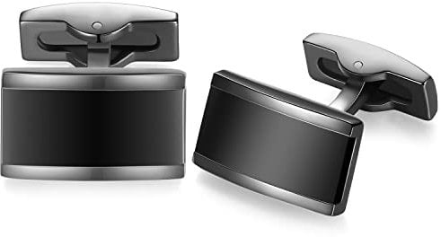 HONEY BEAR Herren Hochzeit Manschettenknöpfe Cufflinks Edelstahl Manschettenknopf,MEHRWEG (Schwarz 2)