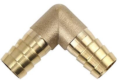 sourcing map Gold 16mm Messingwasseröl Schlauch Widerhaken Ellbogen 90 Grad Fitting