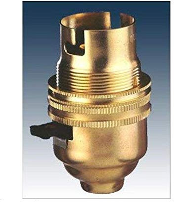 K M Electronics® Brass Switched LAMP Light Bulb Holder BC Bayonet Cap 1/2 Screw Thread