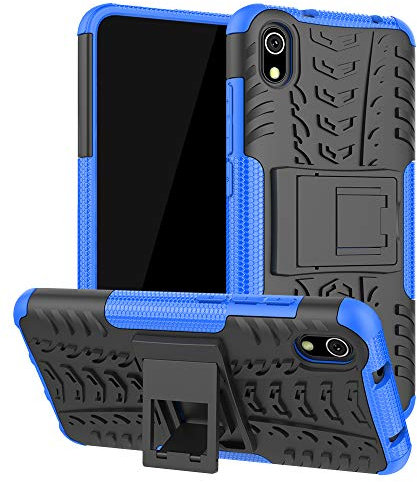 HERCN Xiaomi Redmi 7A 5.45 Custodia,Dual Layer 2 in 1 Rigida PC + Silicone TPU Custodia con Kickstand Anti-graffio Protettivo Case Xiaomi Redmi 7A Smartphone (Blu)