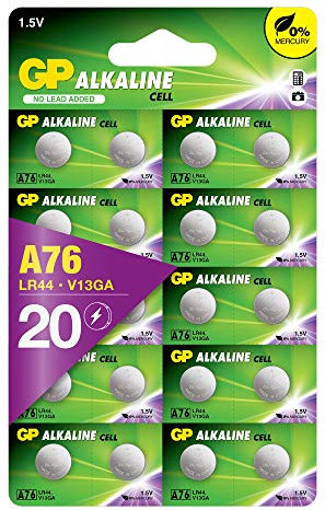 LR44 - Set da 20 | GP Extra | Batterie a Bottone Alcaline da 1,5V LR 44 / A76 - Lunga Durata