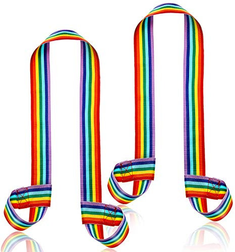 2 Stücke Regenbogen Skate Leine Verstellbar Skate Stiefel Trageriemen Skate Schulter Riemen Leine Rollen Skate Schultergurt für Kinder Skates