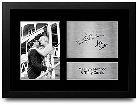 HWC Trading FR A4 Marilyn Monroe & Tony Curtis Some Like It Hot Geschenke Gedruckt, Signiert Autogramm Bild Für Film-Erinnerungsstücke-Fans - A4 Framed