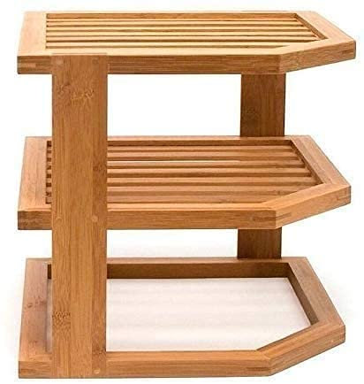 Plate rack 3 Tier Corner Shelf Unit Cupboard Organizer Shelf Storage Space Saver Unit Tidy Free Standing Bathroom Desktop Space Saving Idea Caravan Camping Multi Tier Plates Organizer