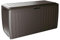 Casaria® Gartenbox 290L UV-beständig Haltegriffe Rollen Verschlussvorrichtung Balkon Wohnzimmer Wintergarten Kissenbox 117x47cm Lamellen-Optik Braun
