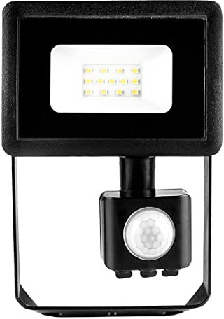 NEO TOOLS Strahler Leistung 10W, 800 Lumen, 230V 50Hz, SMD LED, Betriebsdauer 36 000h, 6500K, Aluminiumgehäuse, IP65, drehbare Halterung zum Aufhängen, Erfassungswinkel des Bewegungsmelders 120 Grad