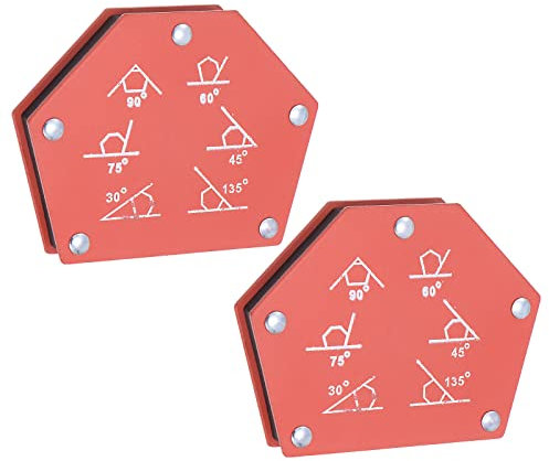 sourcing map 2pcs Arrow Welding Magnet Holder, 55LBS 30,45,60,75,90 Degree Multi‑Angle Six Sides Magnetic Metal Clamps Working Tools for Welding, Soldering, Assembling