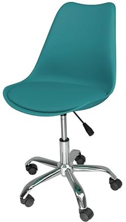 Sedia da Ufficio Girevole, Sedia da scrivania Verde petrolio con rotelle MOD. Sally