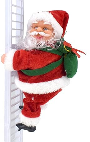 Weihnachtsmann auf Leiter Weihnachtsfigur Kletternder Weihnachtsmannfigur mit Musik Weihnachten Deko Hängend Nikolaus Weihnachtsdeko Figur Santa Claus Nikolausfigur für Innen Fenster Baum