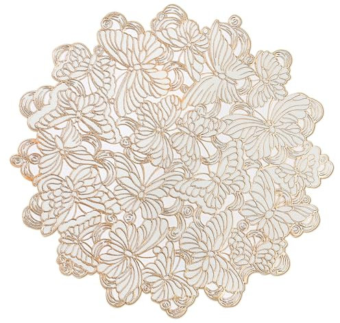 fanqaure Set di 6 Tovagliette, Tovagliette Rotonde a Farfalla Antiscivolo Resistenti al Calore per, Tovagliette Decorative per Feste, Matrimoni e Ristoranti, 38cm