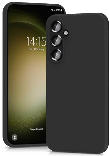 YATWIN für Samsung Galaxy S23 FE Hülle, Premium Silikon Handyhülle mit Kameraschutz, Seidig-Weicher Berühren Ultra Dünne Stoßfeste Kratzfeste Schutzhülle, Schwarz