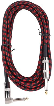 Câble d'instrument de Guitare, Gaine Solide de Longue Durée Cordon d'interconnexion Audio de Guitare Résistant aux Nœuds Rouge et Noir pour Mandoline (3 m / 9,8 pieds)