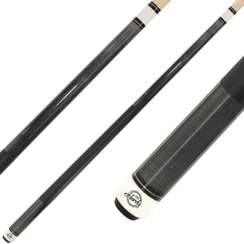 Hardy Pool Billard Queue Uni Serie, 2 teilige Billardqueues mit Griffband aus Kunstleder, Cue Länge 147cm, 12,5 mm Profi Klebeleder, grau