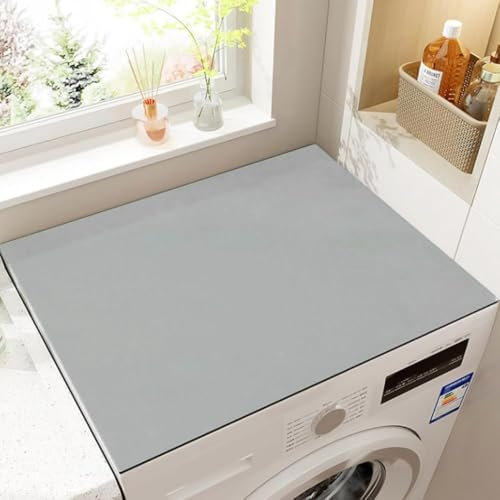 Waschmaschinenauflage Rutschfest 60x60cm Grau Waschmaschinenbezug Universal Waschmaschinenabdeckung Zuschneidbare Waschmaschine Schutz Matte Silikon Weichschaum Auflage für Trockner