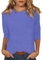 3 4 Sleeve Froal Tee Women's Lightweight Solid Color Tops 3/4 Sleeve Casual Gym Fashion Daily Ladies Summer Round Neck T-Shirts 02-Purple 3XL