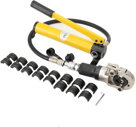 CDZHLTG Alicates Prensadores de Tuberías, Alicate Hidráulica con 9 Matrices Extraíbles, Herramientas de Crimpado de Tubos, 360° Giratorio, Crimpadora Hidráulica Multicapa V/TH de 12-28 mm / 16-32 mm