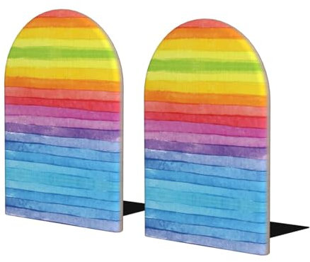 Serre-livres colorés à rayures arc-en-ciel pour étagères, serre-livres lourds, support d'étagère pour la maison, le bureau, la bibliothèque, l'école