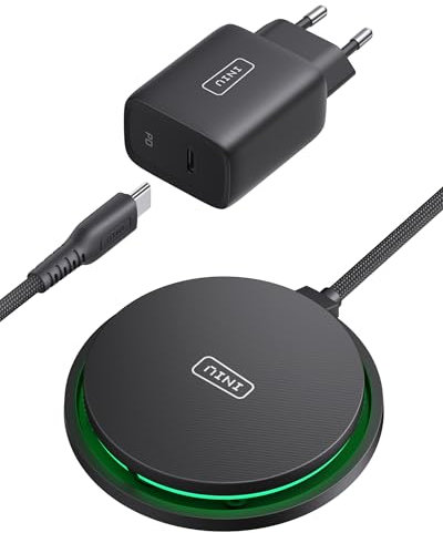 INIU Chargeur Induction iPhone, 15W Chargeur Rapide Certifié Qi2 Compatible Magsafe, Chargeur sans Fil pour iPhone 16 Pro 15 14 13 12 Plus, avec Câble USB-C et Adaptateur Inclus
