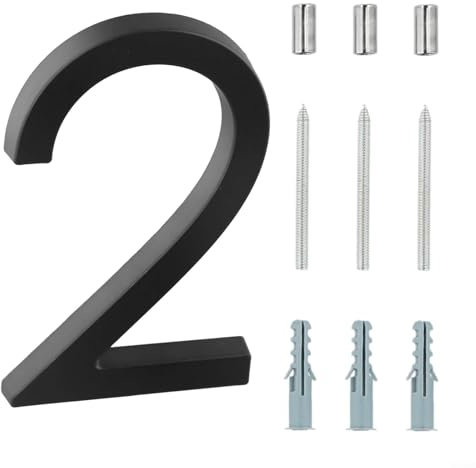 Large Floating House Door Numbers, Brushed Stainless Steel, Modern Design (2)