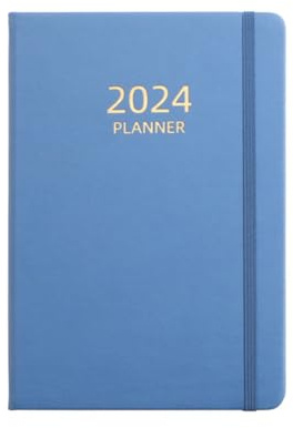 Jaywool 1 Stück 2024 Notizbuch A5 Englischer Zeitplanplaner Notizbuchband Buch Notizbuch Blau