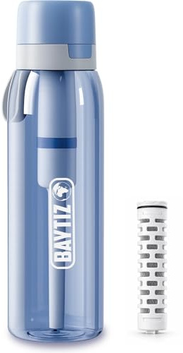 BAYTIZ ® Gourde Filtrante Pour l'eau du Robinet - Bouteille avec Filtre Purificateur d'eau au Charbon Actif - Améliore Gout & Odeur de votre Eau Potable Maison Paille Water Cuisine Filter Filtration