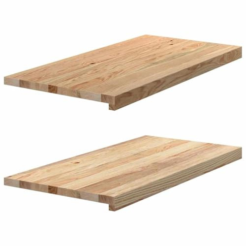 davanzali in legno di rovere massiccio, 80 x 40 x 2 cm, 2 pezzi, non trattati, per finestre interne, montaggio e ristrutturazione, bordatura durevole con venature naturali, ideale per edilizie vecchie