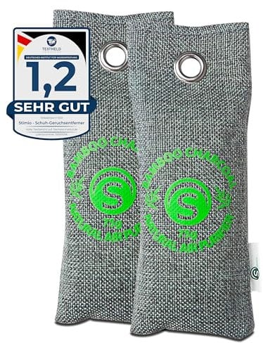 Désodorisant chaussures naturel – 2x75g sacs charbon actif anti-odeur & humidité – absorbe transpiration pieds – déodorant sans parfum – chaussures fraîches sans produits chimiques