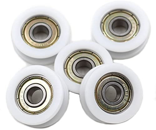 Chiloskit - Confezione da 5 rulli di cingoli da 8 x 30 x 10 mm, in nylon, carrugola rotonda, con scanalatura a U, con doppia protezione, cuscinetto interno 608zz