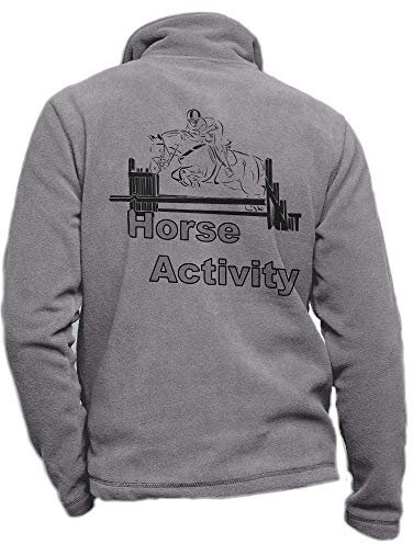 Fleece-Reiterjacke, grau, personalisierbar, mit CSO-Pferd, Größe M