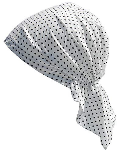 Cool4 Sommer Kopftuch Strand Bandana Meer Beanie Sonne Sonnenschutz Mütze Chemo Cap A04 (Weiß mit schwarzen Punkten)