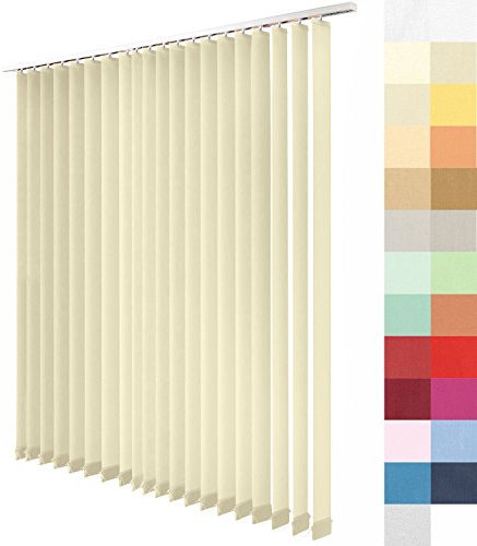 Sun World Lamellenvorhang nach Maß, Vertikal Lamellen Jalousien auf Maß vertikal Lamellen Maßanfertigung Vertikaljalousie Schiebevorhang ohne Deckenschiene (Light Beige, Höhe: 195cm x Breite: 125cm)