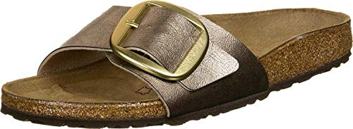 Birkenstock Damen Madrid Big Buckle Graceful Taupe, Birko Flor FLIP Flops, 42 EU