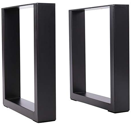 INMOZATA Industrial Square Table Legs Set of 2, Heavy Duty Black Steel, W35cm X H40cm, Perfect for Dining Table, Desk, Bench, Coffee Table