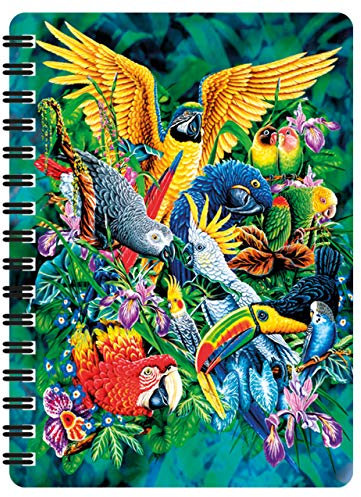 3D LiveLife Jotter - Vögel der Tropen von Deluxebase. Linsenförmiges 3D Vogel A6 Spiralblock. Liniertes Notizbuch mit Kunstwerken, lizenziert vom bekannten Künstler Steven Michael Gardner