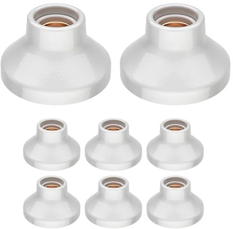 ledscom.de 8 unid. plafón/portalámpara ELEKTRA, porcelana, blanco brillante, 1x E27 máx. 300W