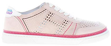 Hogan Donna H508 Sneaker in camoscio Rosa Cipria con Impunture Colorate e forature Color Rosa Size 36