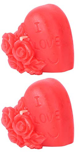 Amosfun 2 Stück Hochzeitskerzen, rauchfreie Kerzen, Kuchen-Dekoration, rot