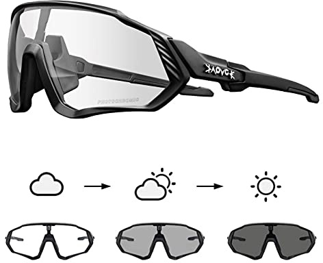 KAPVOE Photochromic Cycling Glasses Clear Mountain Bike Sunglasses K9408