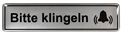 BIKE-label Silber 3D Aufkleber Türschild Bitte Klingeln 65 x 16 mm 900232VA