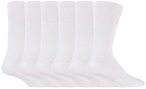 IOMI Men's 6 Pairs Cotton Non Elastic Diabetic Socks With Honeycomb Top