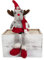 Renna Peluches Natalizia Decorativa Seduta Gambe Lunghe Altezza 41 cm Colore Rosso Grigio
