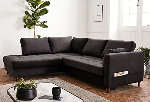 Lisa Design Anna – Ecksofa mit Schlaffunktion – 5-Sitzer – moderner Stil – Links Dunkelgrau