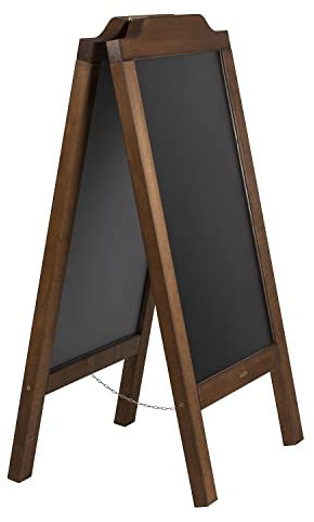 Panneau publicitaire en bois, exterieur. Lourd et stable-20kg!- Imperméable - coupe-vent - Chevalet Stop Trottoir- Double Face - 120 x 65-20 kg - Marron