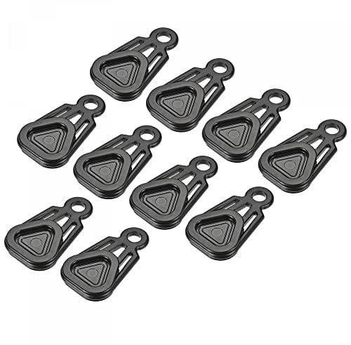 sourcing map Tarp Grabbers Tent Clips Plastic Triangle Movable Snaps for Outdoor Camping Awning Banner Cover, Black Pack of 20