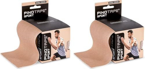 Pinotape Sport Kinesiologisches Tape XXL 10 cm x 5 m Light Beige Hautfarben 2er Pack