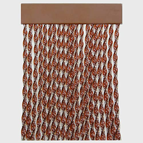 Rideau extérieur en cordon perle pour portes Ani Insectes | PERTONI TENDE (MARRON, largeur 90 cm x 210 longueur)