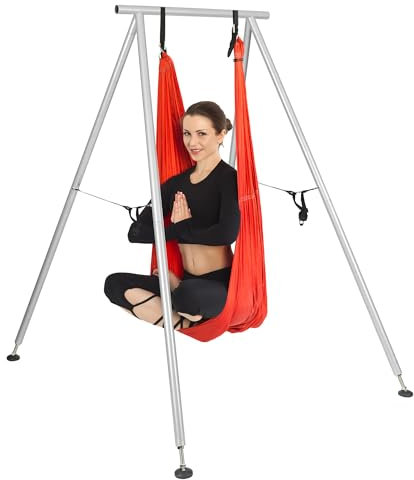 HECASA Yoga-Ständer für drinnen und draußen, 29,6 m, höhenverstellbar, Yoga-Rahmen und Yoga-Hängematte, Knöchelverriegelung, verstellbarer Schutzgurt, max. Kapazität von 272 kg