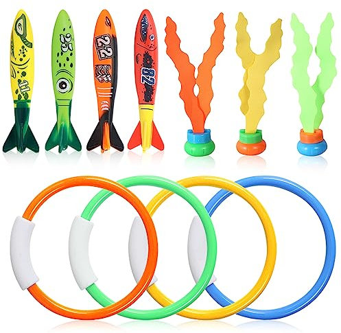 Aoreun Jouets de Plongée 11 Pièces, Jeux Piscine Enfant Anneaux Plongés de Piscine Jeu de Plongée sous-Marine Jouets d'entraînement pour la Piscine Jouet sous Eau été Jeux pour Enfant