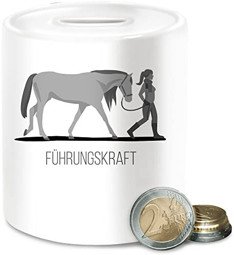 Spardose - Pferde - Führungskraft - Unisize - Weiß - mit Pferd REIT sprüche reittshirts mädchen Reiter reiterinnen Namen pferdebesitzer Pferdefreunde Horse fuehrungskraft Pferde-Print führung